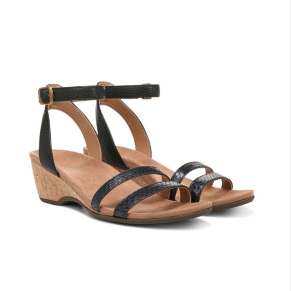 Vionic Shoes - NWOB Vionic Orlanda Black Textured Leather Dressy Wedge Sandals Women's Size 11